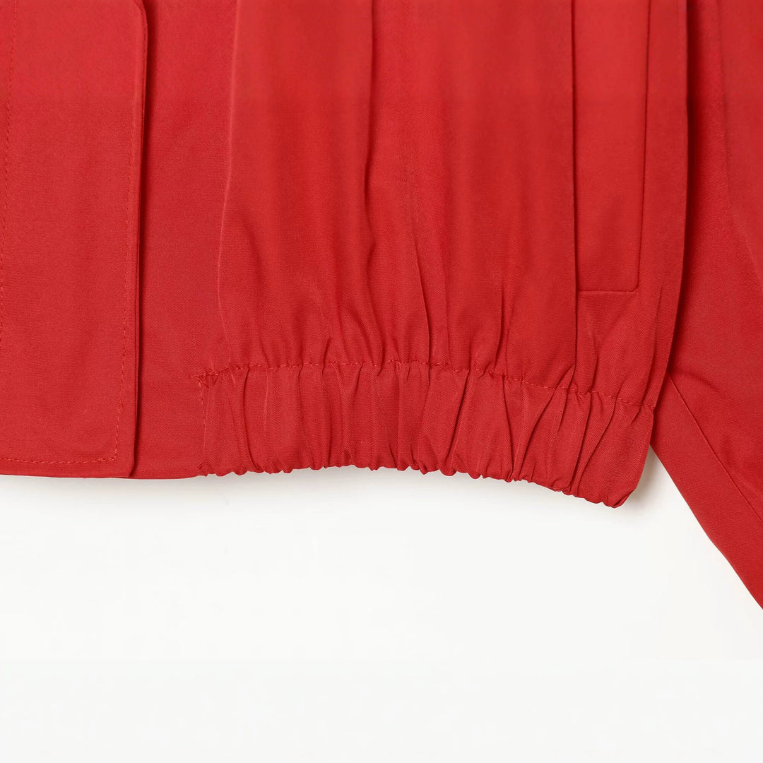 Damen Leichte Boxy-Übergangsjacke mit Funnelkragen und elastischem Saum Nord Taschen