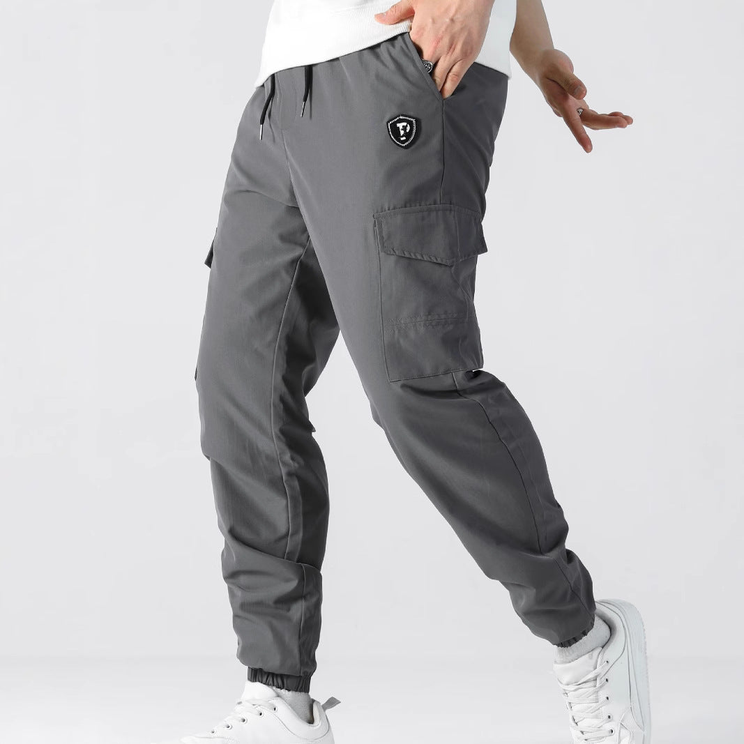 Herren Utility-Cargohose im Joggerstil mit Tunnelzug, elastischem Bund & Klappentaschen Nord Taschen