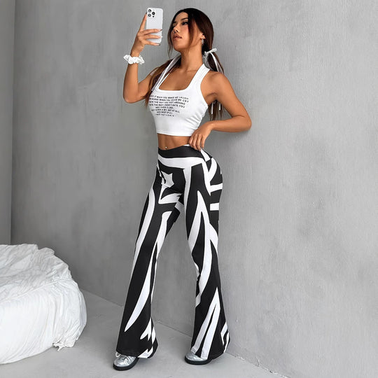 Damen Sportleggings mit modischem ZNord Taschenra-Muster und hohem Bund Nord Taschen