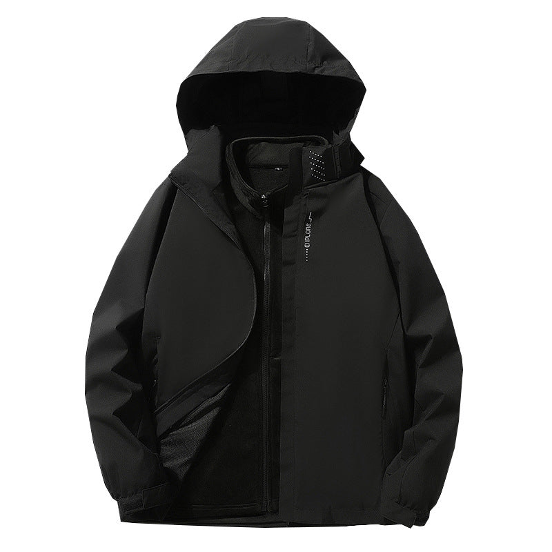 Herren Dreilagige wasserdichte Outdoor-Softshelljacke mit abnehmbarer Fleece-Innenjacke Nord Taschen