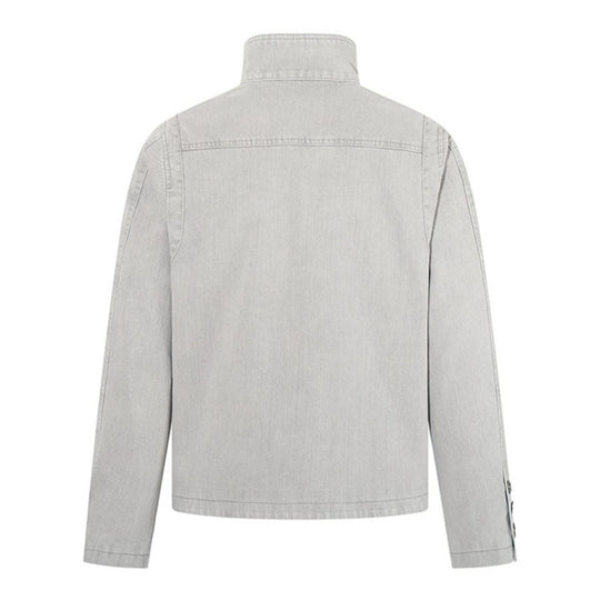 Herren asymmetrische Jeansjacke mit Stehkragen und zweireihiger Druckknopfleiste Nord Taschen
