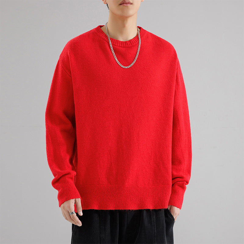 Herren Oversize Rundhalspullover aus weichem Feinstrick Nord Taschen