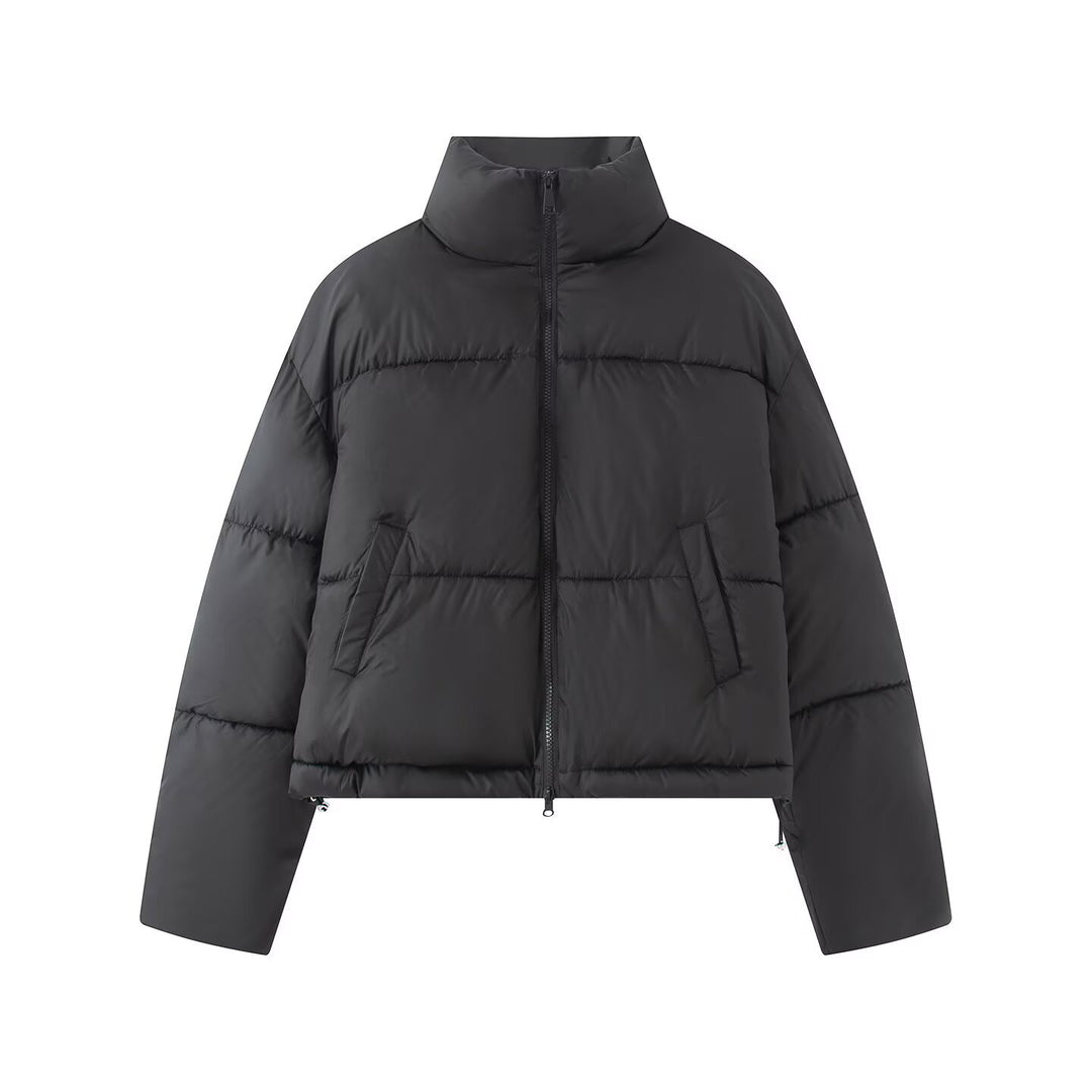 Damen Gekürzte Oversize-Pufferjacke mit hohem Stehkragen und Zwei-Wege‑Reißverschluss Nord Taschen