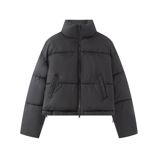 Damen Gekürzte Oversize-Pufferjacke mit hohem Stehkragen und Zwei-Wege‑Reißverschluss Nord Taschen
