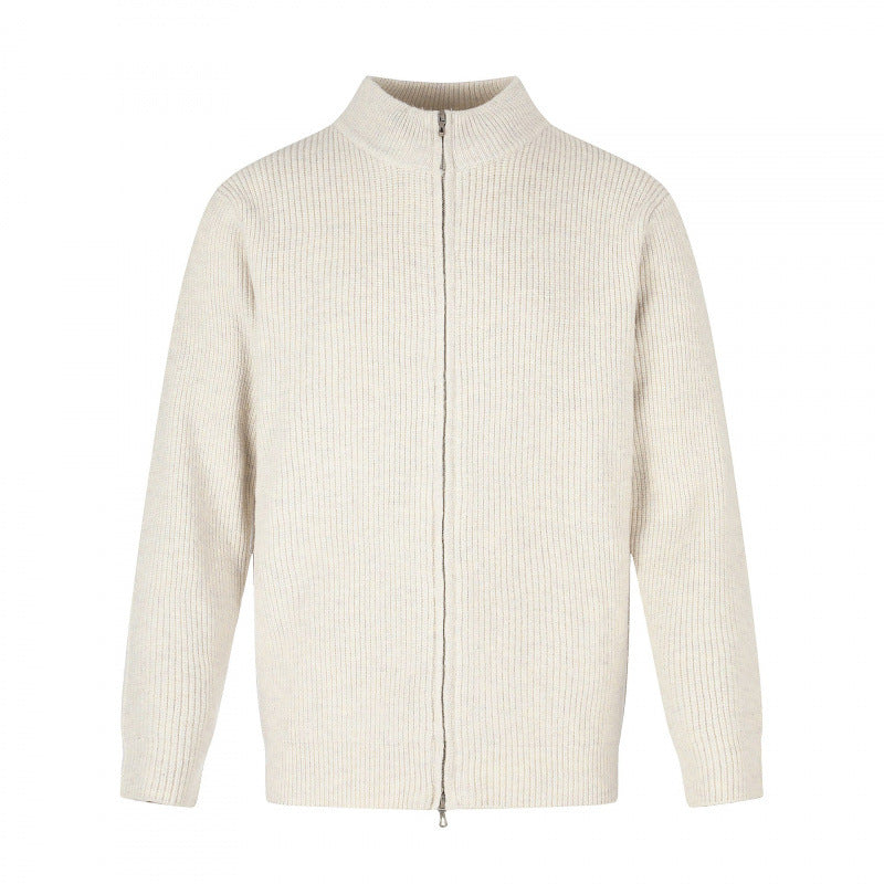 Unisex Reißverschluss-Strickjacke im Boxy‑Cut mit Stehkragen und Rippenstruktur Nord Taschen