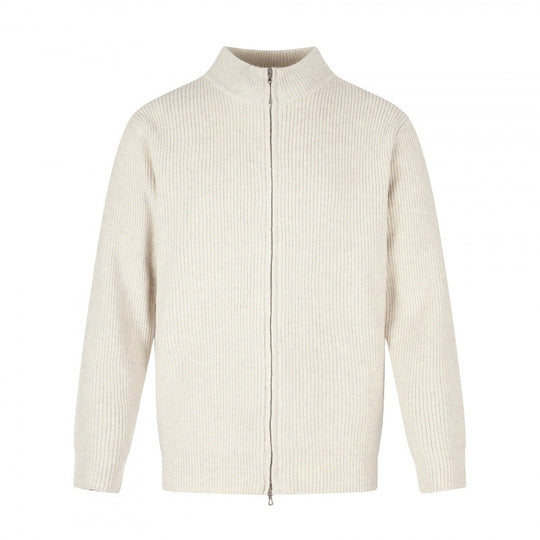 Unisex Reißverschluss-Strickjacke im Boxy‑Cut mit Stehkragen und Rippenstruktur Nord Taschen