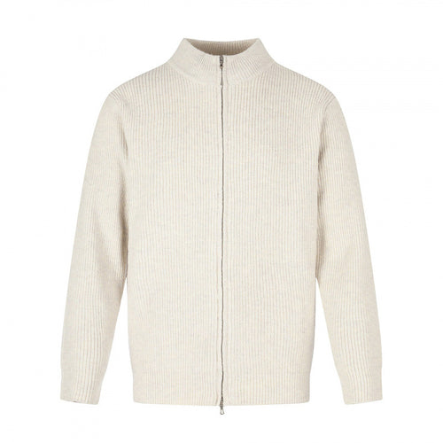 Unisex Reißverschluss-Strickjacke im Boxy‑Cut mit Stehkragen und Rippenstruktur Nord Taschen