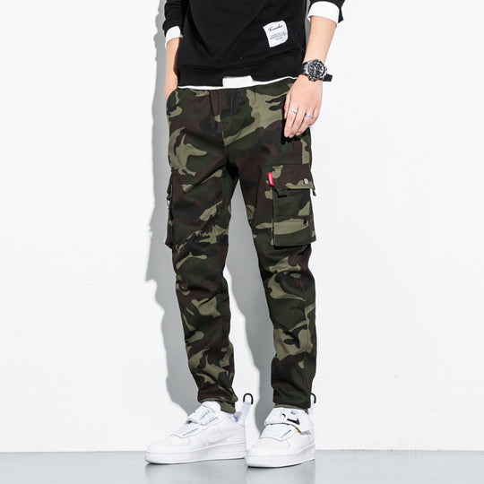 Herren Camouflage Cargo-Jogginghose mit Tapered-Schnitt, elastischem Bund und Multifunktionstaschen Nord Taschen
