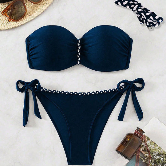 Damen Bandeau-Bikini-Set mit raffinierten BindNord Taschenändern
