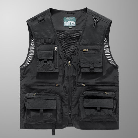Herren Multifunktionale Angler- und Utility‑Weste mit Mesh‑Einsätzen und Mehrfach‑Taschen Nord Taschen