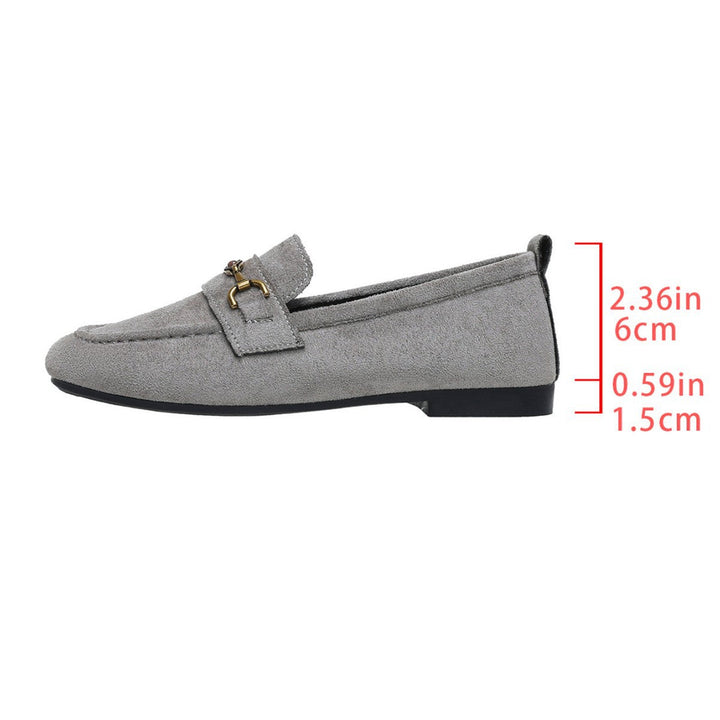 Damen Mokassins mit schicke Goldakzent und weichem Veloursleder