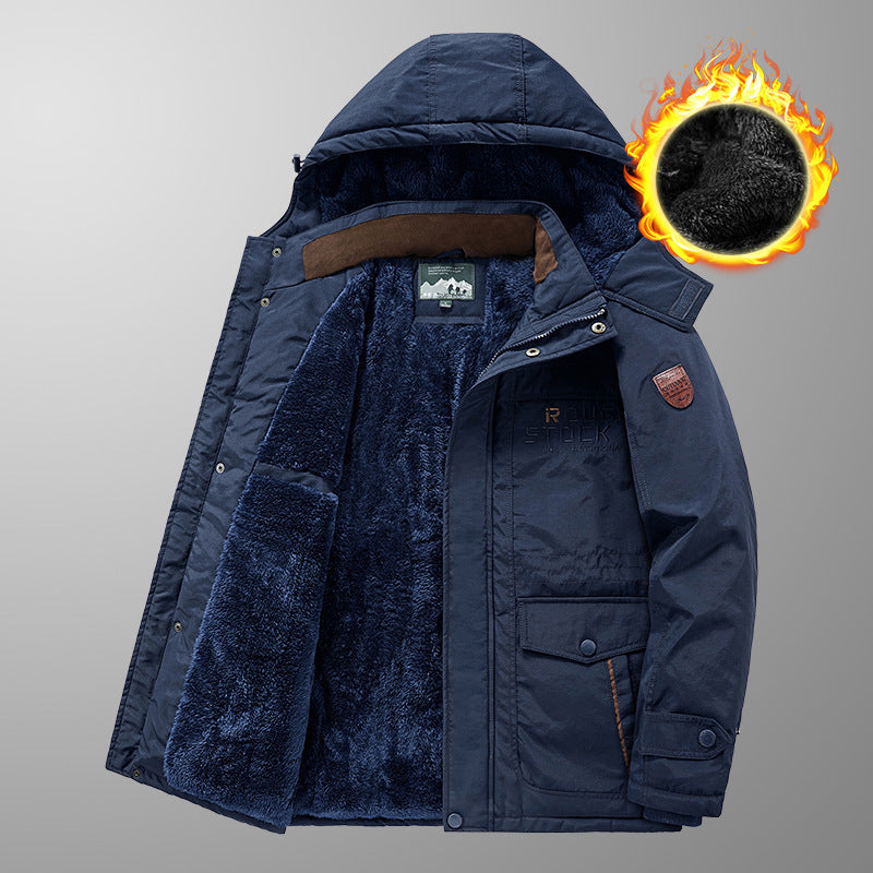 Herren wärmender gefütterter Kapuzenparka mit durchgehendem Teddyfleecefutter und Utility‑Taschen Nord Taschen