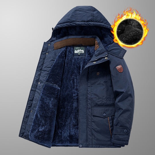 Herren wärmender gefütterter Kapuzenparka mit durchgehendem Teddyfleecefutter und Utility‑Taschen Nord Taschen