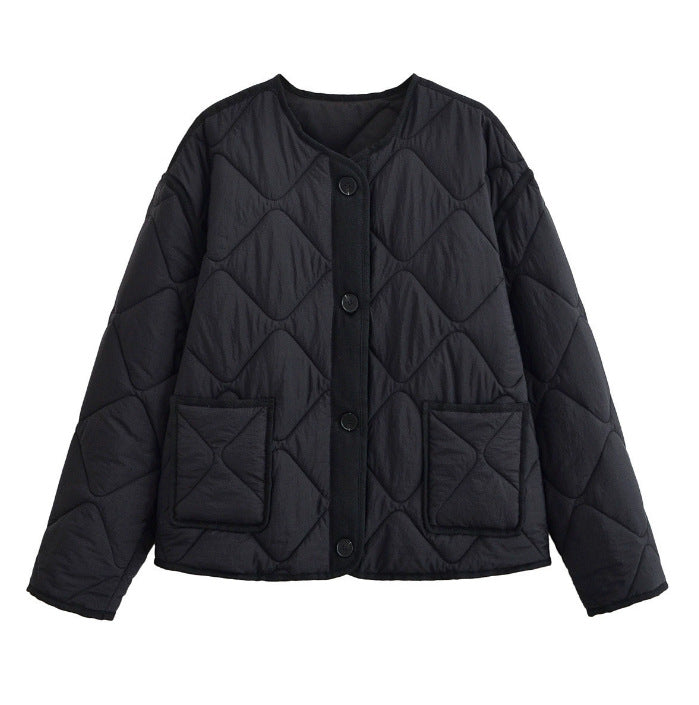 Damen 20+ gesteppte Overshirt-Jacke mit Rundhals, durchgehender Knopfleiste und aufgesetzten Taschen Nord Taschen