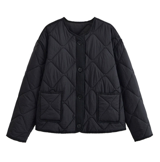 Damen 20+ gesteppte Overshirt-Jacke mit Rundhals, durchgehender Knopfleiste und aufgesetzten Taschen Nord Taschen