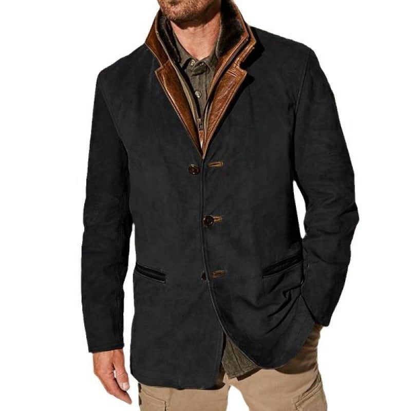 Herren Wildleder-Sakko mit herausnehmbarer Leder-Innenweste Nord Taschen