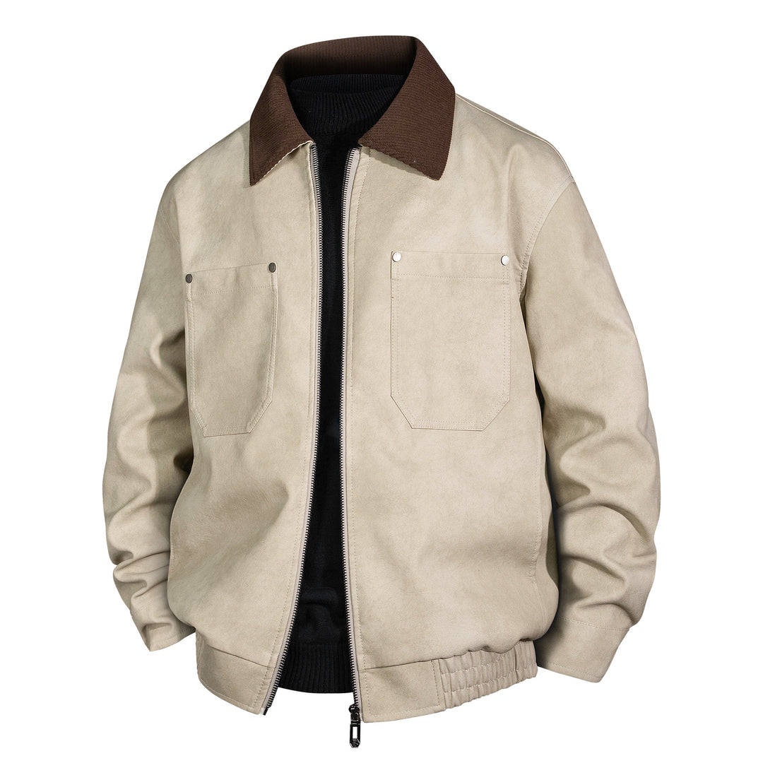 Herren Kurzjacke aus Veloursleder-Imitat mit geripptem Kragen und aufgesetzten Brusttaschen Nord Taschen
