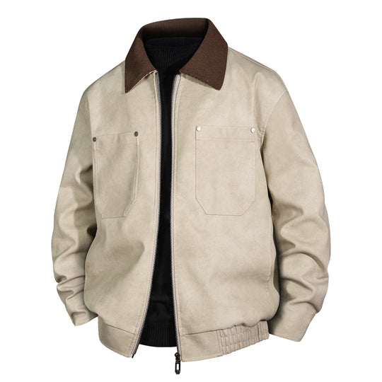 Herren Kurzjacke aus Veloursleder-Imitat mit geripptem Kragen und aufgesetzten Brusttaschen Nord Taschen