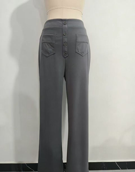 Damen Hochtaillierte Wide‑Leg Hose mit aufgesetzten Taschen Nord Taschen