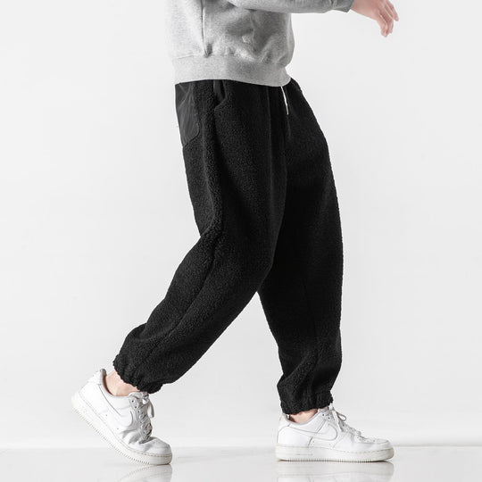 Herren Teddy-Fleece-Jogginghose mit elastischem Bund, Kordelzug und Bündchen Nord Taschen