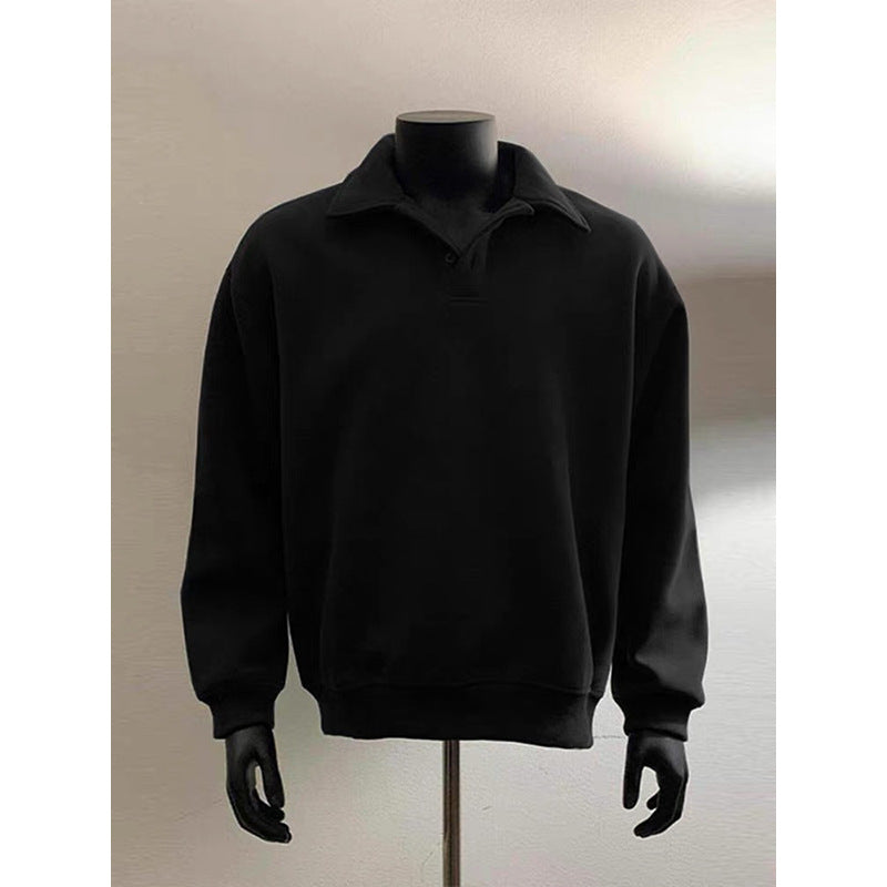 Herren Poloshirt-Sweatshirt mit Hemdkragen und Oversize-Schnitt Nord Taschen