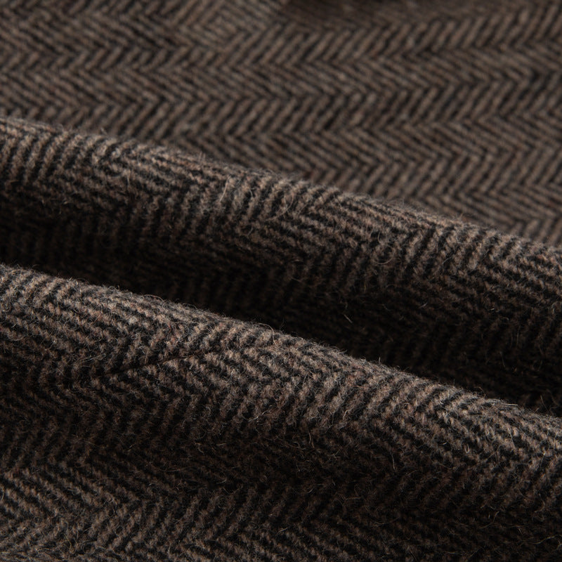 Damen Zweireihiger Oversize-Tweed-Blazer mit Fischgrätmuster Nord Taschen