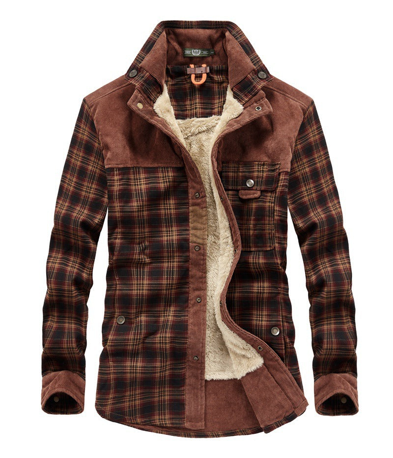 Herren Gemütliche Flanelljacke mit Fleecefutter Nord Taschen