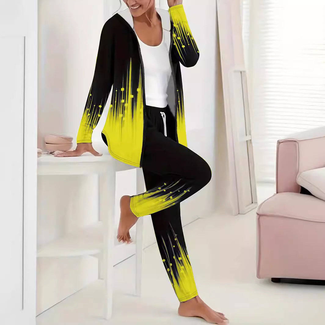 Damen Sportlicher Freizeitanzug mit moderne Farbverlauf-Details