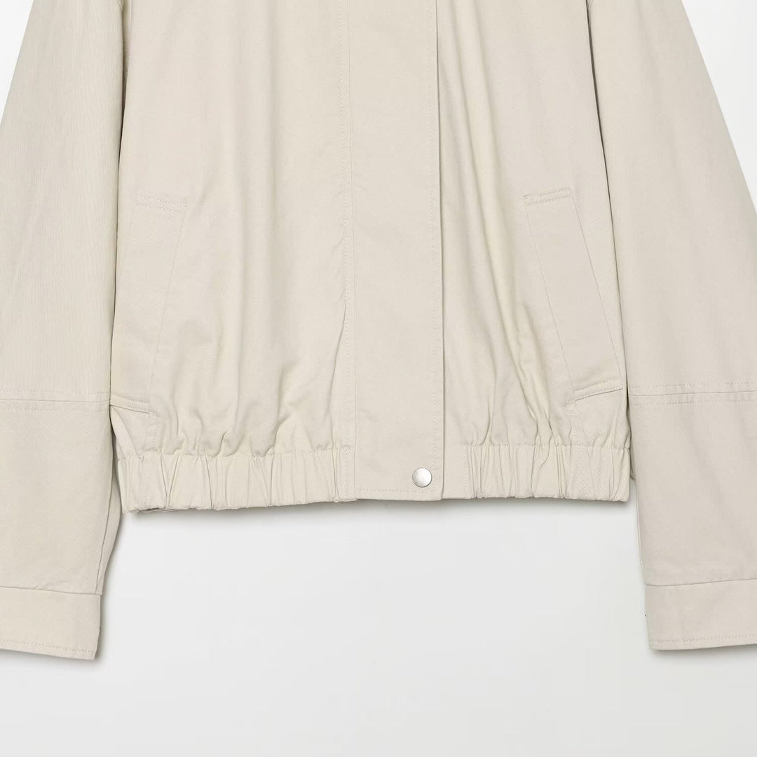 Damen Oversized Blousonjacke mit hohem Rippkragen, Druckknopfleiste und elastischem Saum Nord Taschen