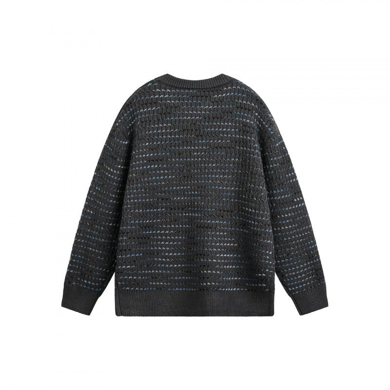 Unisex Feinstrickpullover mit strukturierter Streifenoptik und Rundhalsausschnitt Nord Taschen