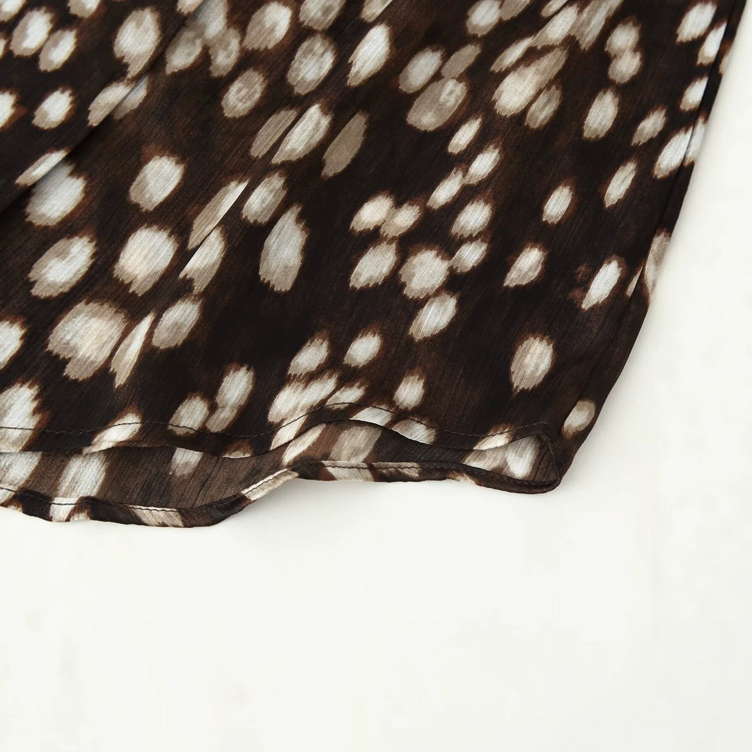 Damen Seidenähnliche Hemdbluse mit Tupfen-Print und verdeckter Knopfleiste Nord Taschen
