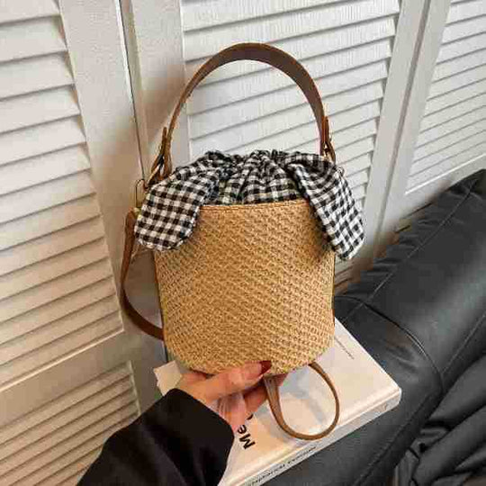 Damen geflochtene Rucksackhandtasche mit kontrastierendem Innenbeutel Nord Taschen