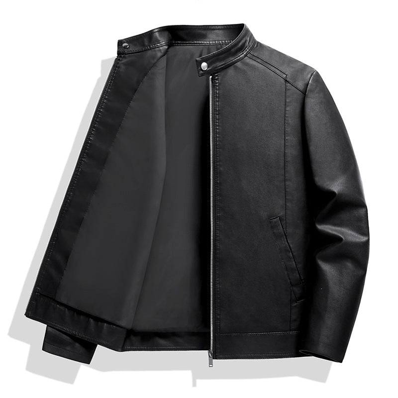 Herren Schlichte Kunstleder-Cityjacke mit Stehkragen, Zweiwege-Reißverschluss & Eingrifftaschen Nord Taschen
