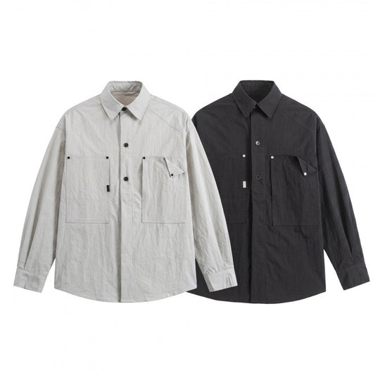 Unisex Kastenförmiges Overshirt mit großen aufgesetzten Taschen und Hemdkragen Nord Taschen