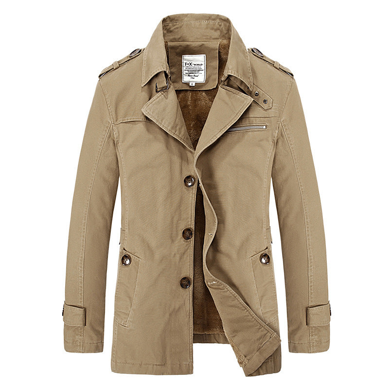 Herren militärisch inspirierter Kurzmantel mit Teddyfleece‑Innenlage und Reißverschluss‑Brusttasche Nord Taschen