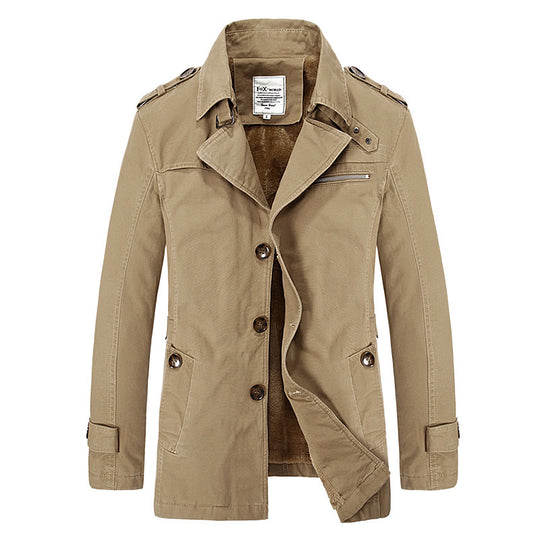 Herren militärisch inspirierter Kurzmantel mit Teddyfleece‑Innenlage und Reißverschluss‑Brusttasche Nord Taschen