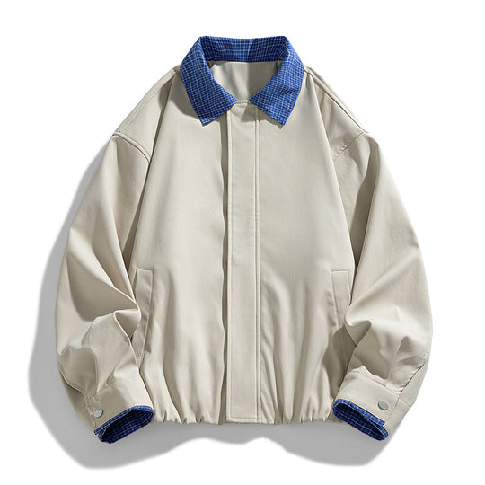 Damen Modische Blousonjacke mit Karo-Kragen Nord Taschen