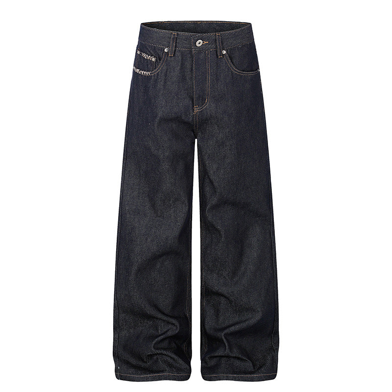 Damen Hochtaillierte Wide‑Leg-Jeans aus rohem Denim mit Palazzo-Schnitt Nord Taschen
