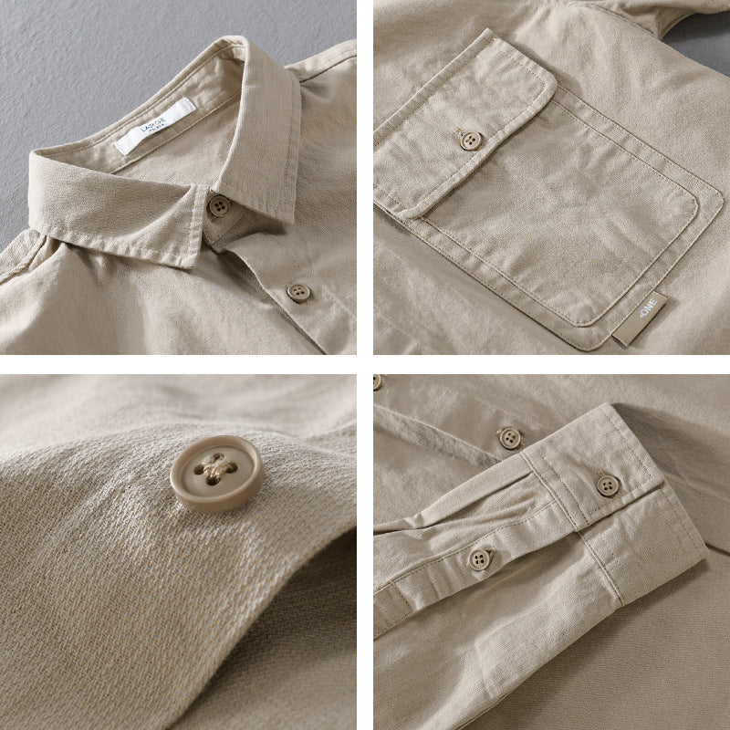 Herren Vielseitiges Baumwoll-Overshirt mit aufgesetzter Klappentasche und entspanntem Schnitt Nord Taschen