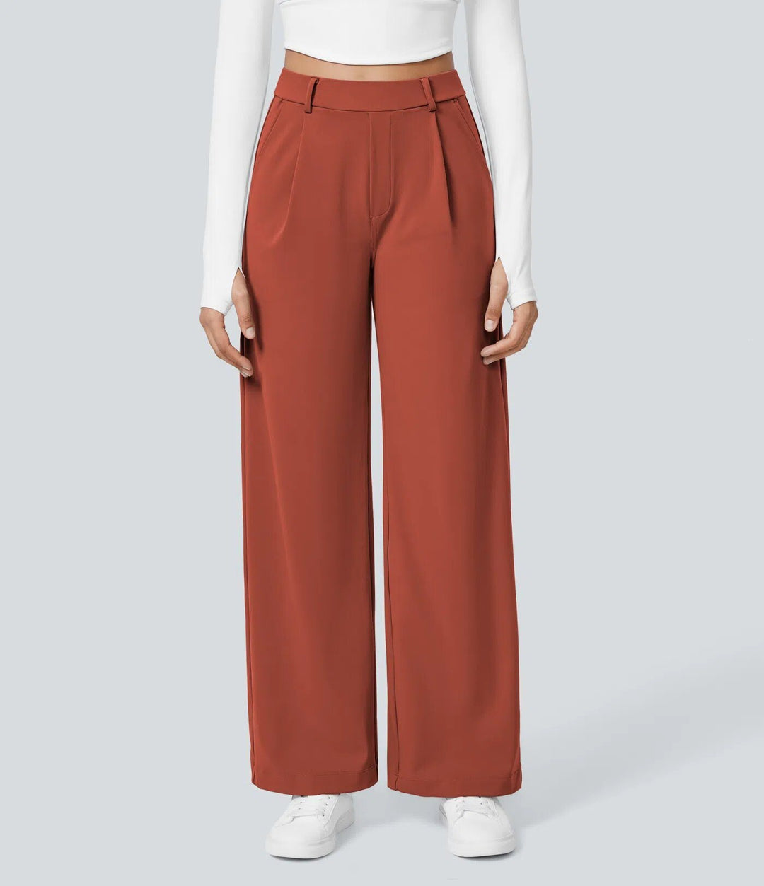 Damen Weite High‑Waist Palazzo‑Hose mit Bundfalten und Eingrifftaschen Nord Taschen