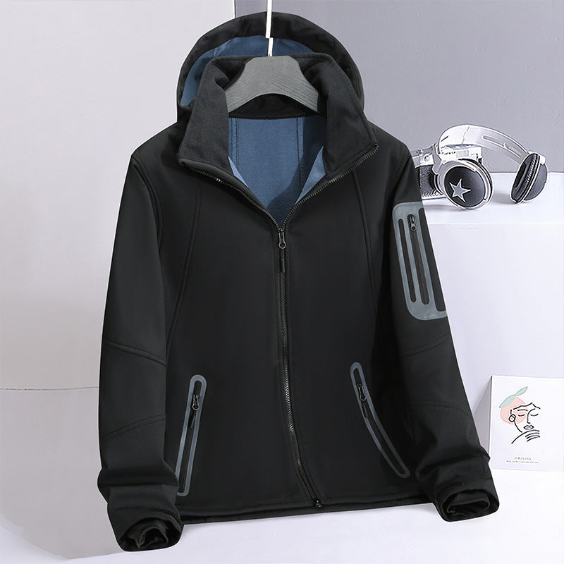Herren wasserabweisende Softshelljacke mit Kapuze, verschweißten Reißverschlüssen und Fleecefutter Nord Taschen