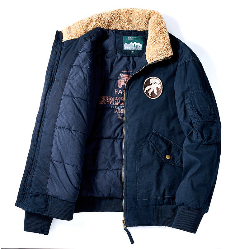 Herren Piloten-Bomberjacke mit Teddykragen, gesteppter Thermofütterung und Utility-Taschen Nord Taschen