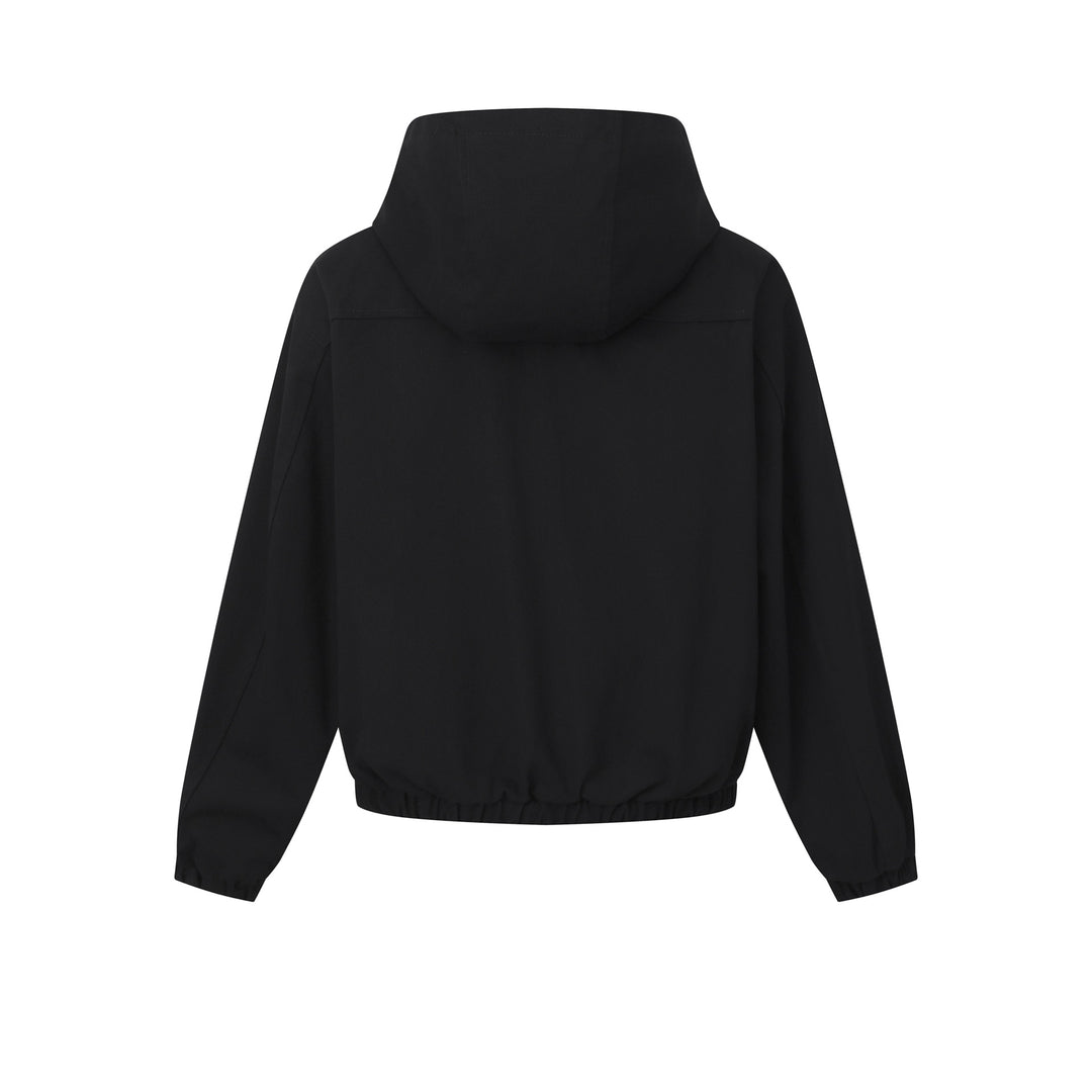 Damen Kurz geschnittene Kapuzenblousonjacke mit Tunnelzugsaum und aufgesetzten Pattentaschen Nord Taschen