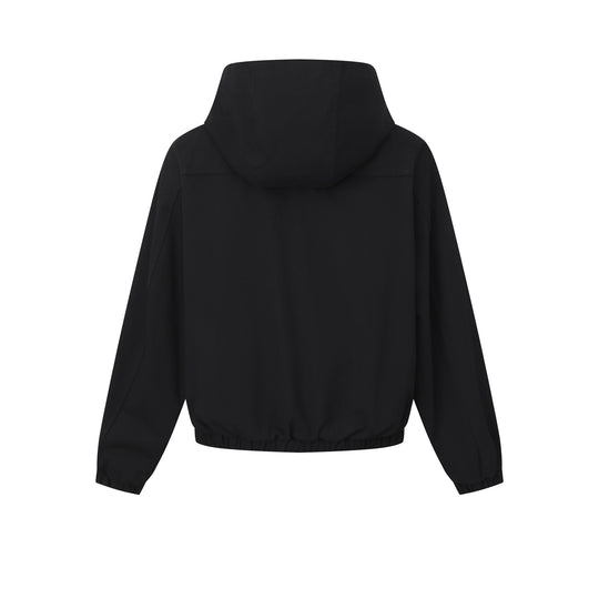 Damen Kurz geschnittene Kapuzenblousonjacke mit Tunnelzugsaum und aufgesetzten Pattentaschen Nord Taschen