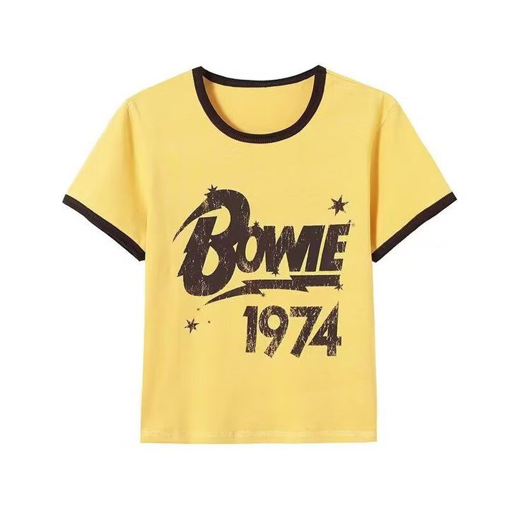 Damen Vintage T-Shirt mit Rundhalsausschnitt und auffälligem Grafikdruck