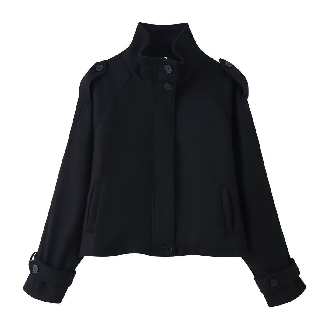 Damen 90+ kurzgeschnitteter Wollmix‑Blouson mit Funnelkragen und Taillierungsdetails Nord Taschen