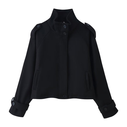 Damen 90+ kurzgeschnitteter Wollmix‑Blouson mit Funnelkragen und Taillierungsdetails Nord Taschen