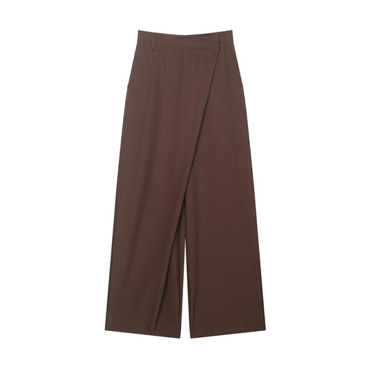 Damen Weite Highwaist Culotte‑Hose mit überlappender Wickelfront und Gürtelschlaufen Nord Taschen