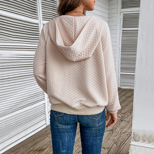 Damen Stepp-Hoodie mit halbem Reißverschluss, Kängurutasche und gesteppter Struktur Nord Taschen