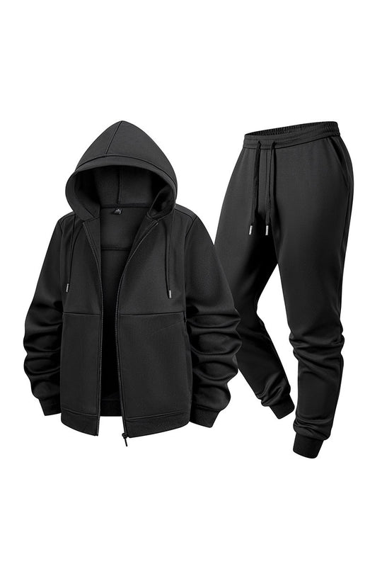 Herren Zweiteiliges Kapuzen-Trainingsset aus Thermofleece mit Reißverschluss-Hoodie und konischer Jogginghose Nord Taschen